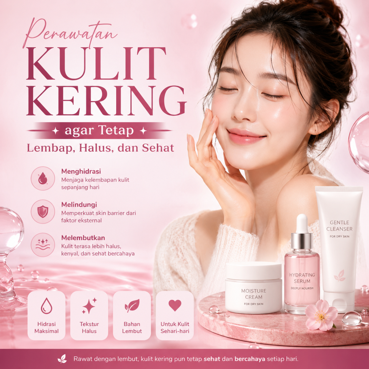 Perawatan Kulit Kering agar Tetap Lembap, Halus, dan Sehat